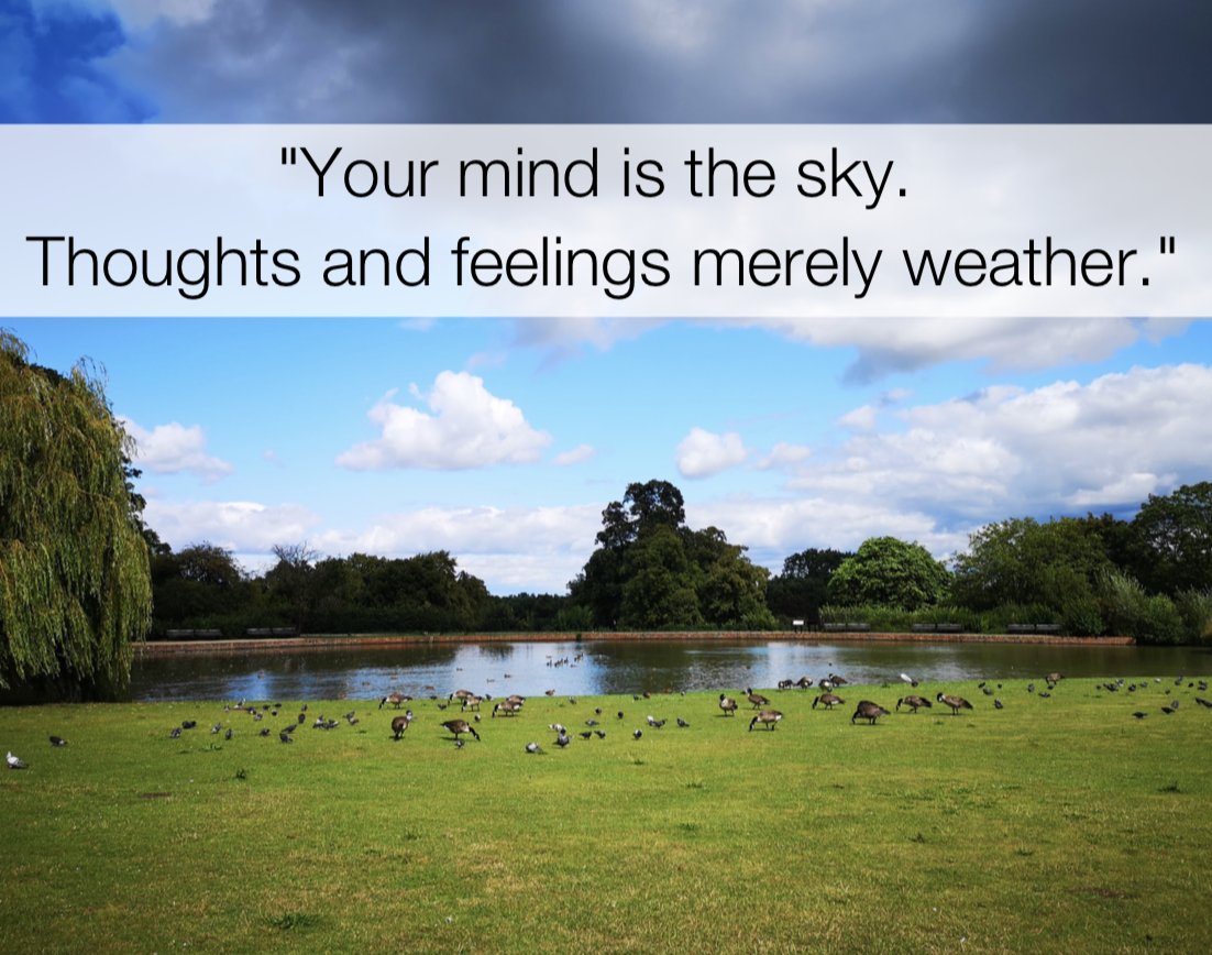 Your mind is the sky. Thoughts and feelings merely weather. - act quotes, shamash alidina